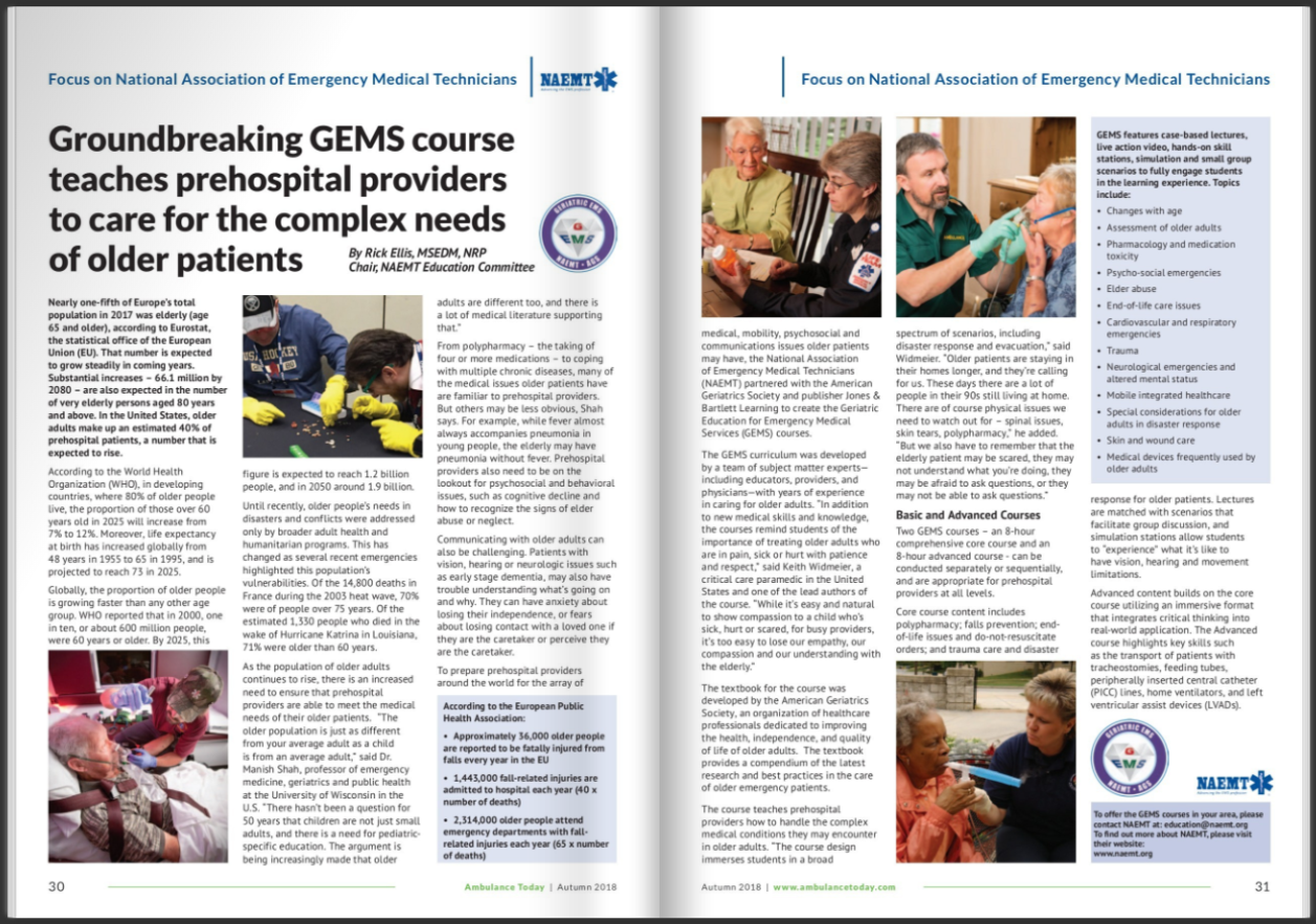 Gems Featured In Ambulance Today Autumn 2018 Edition GEMS Featured in