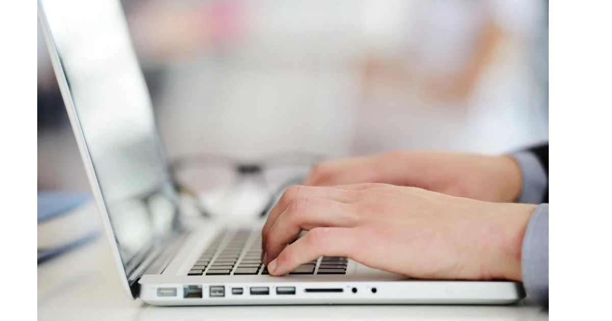 Businessman working on laptop