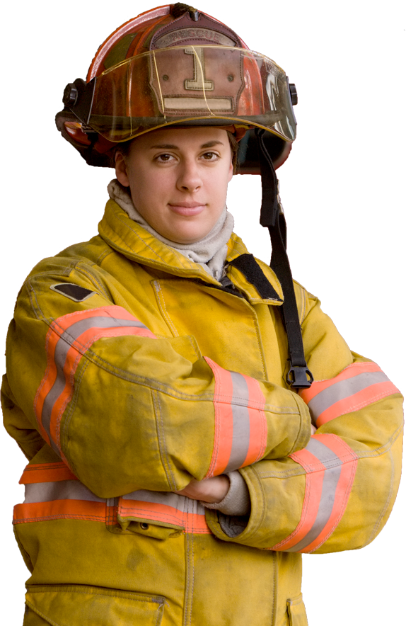 Portrait of female firefighter